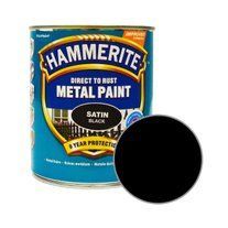 Напівматова фарба 3 в 1 по металу Hammerite Metal Paint (Satin), чорна, 0.75 л 5126439 фото