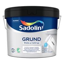 Ґрунтувальна фарба на водній основі Sadolin Grund для стін та стелі, біла, BW, 2,5л 235345432 фото